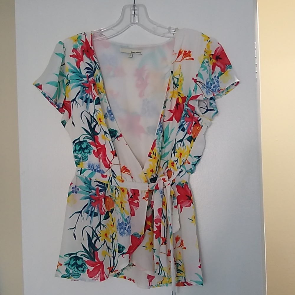 Floral Wrap Blouse
